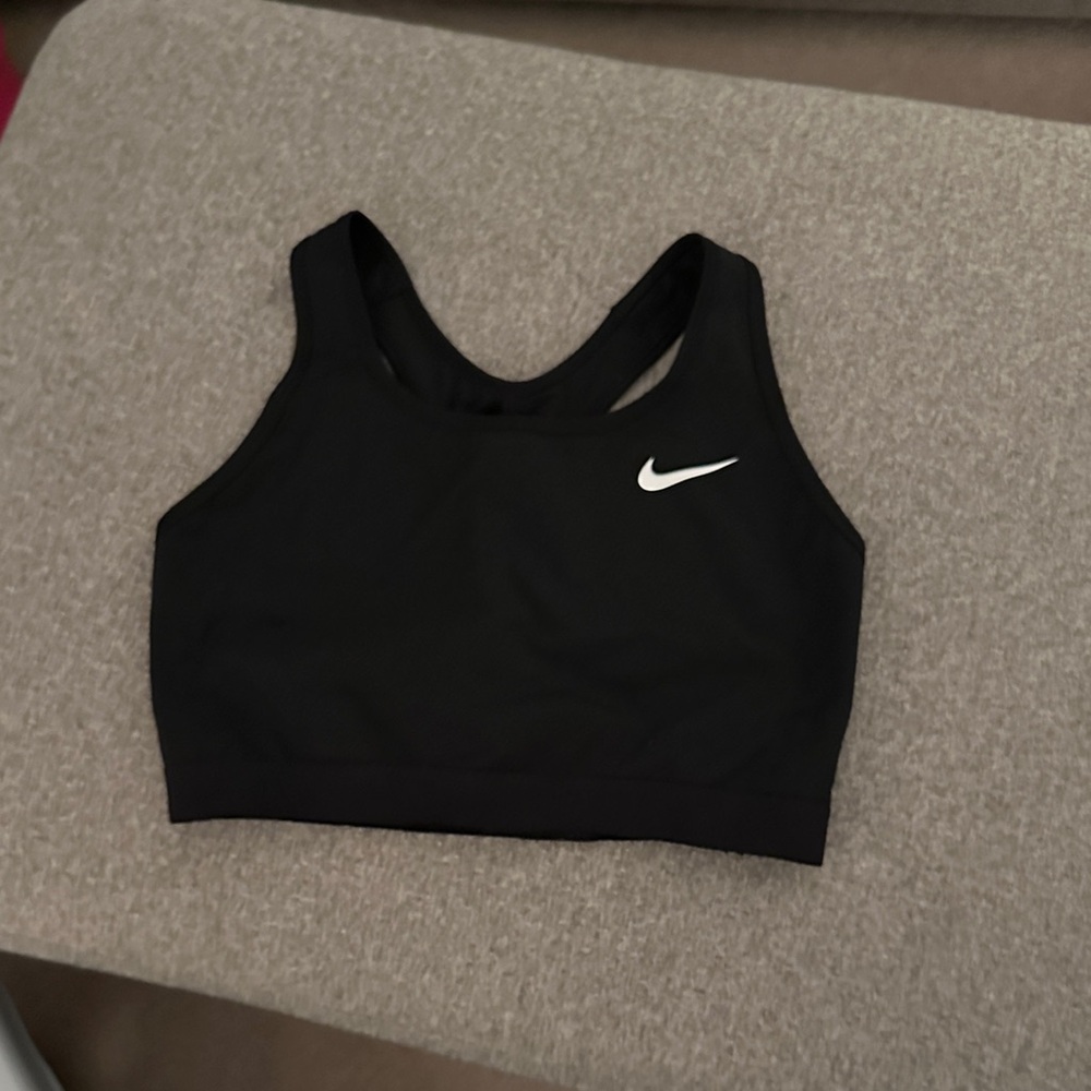 Nike Women's Black Sports Bra with White Logo